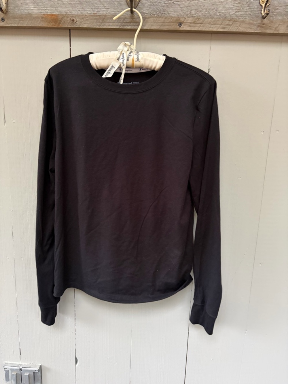 Champion Black Crewneck heavyweight T-shirt with Logo Print
